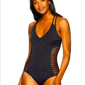 Costal Blue size small black one piece padded bathing suit